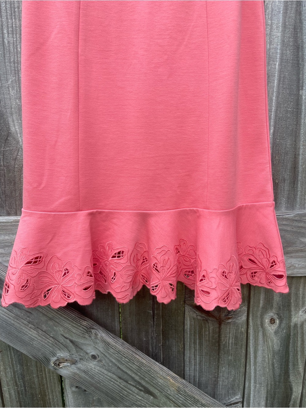 Talbots Coral Pink Sleeveless Midi Dress with Scalloped Laser-Cut Hem NWT SZ 6 - Picture 3 of 11